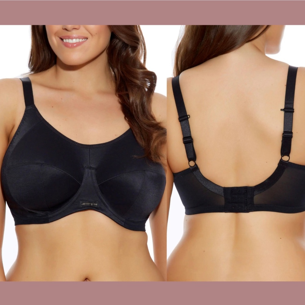 NWT $69 Elomi [ 32M US ] Energise Full Figure Sports Bra in Black